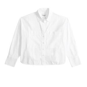 New $89 Abercrombie Fitch Women’s S Long Sleeve Cropped Cotton Blend White Shirt